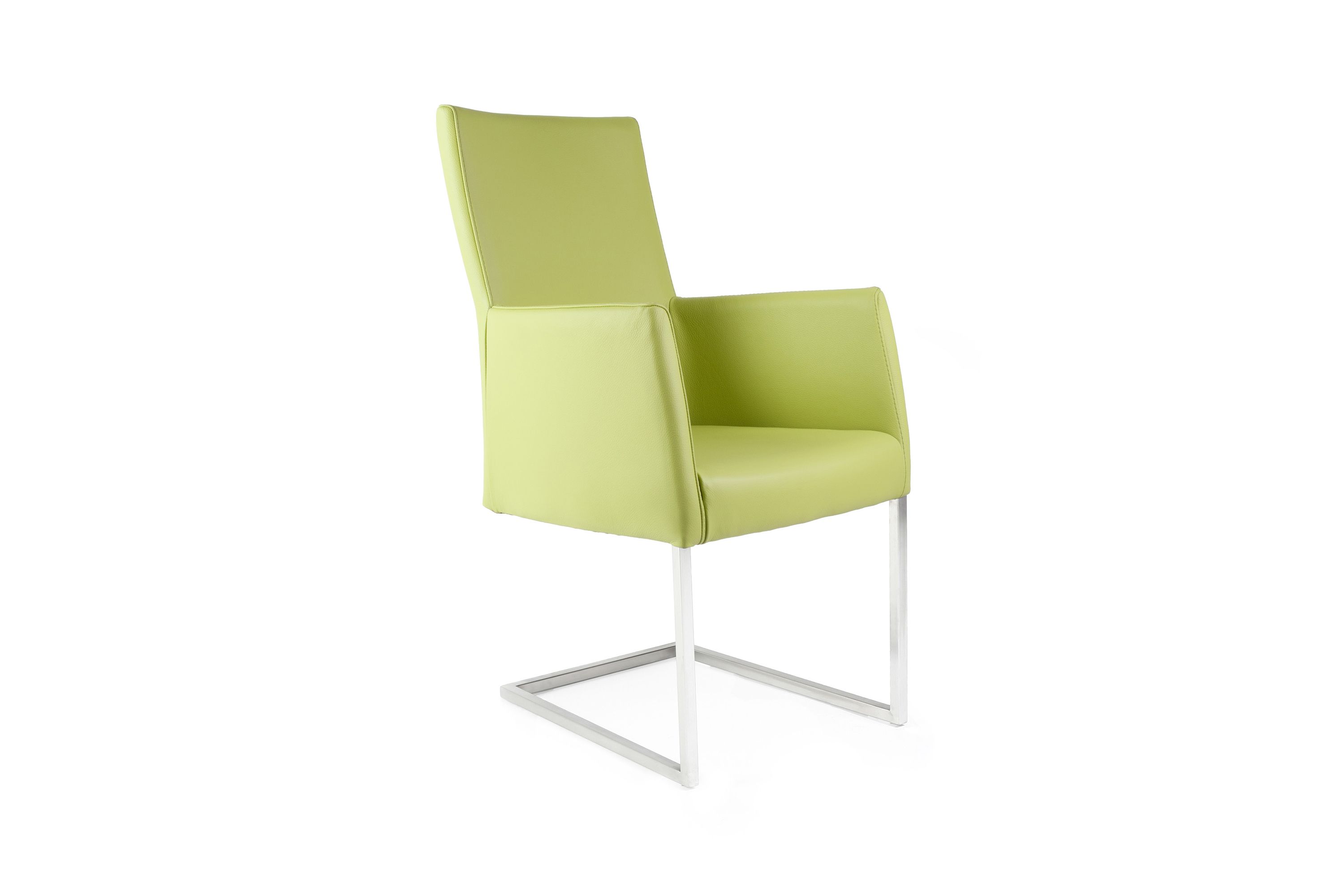 Freischwinger Sessel Leder grün - Esstischsessel Campo