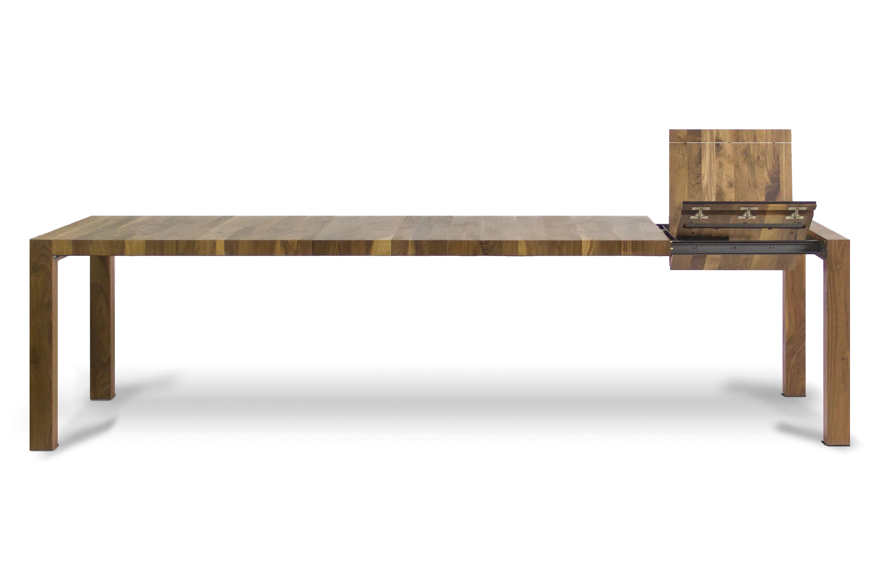 Holztisch lang ausziehbar in Nussbaum mit Splint - Esstisch Assen