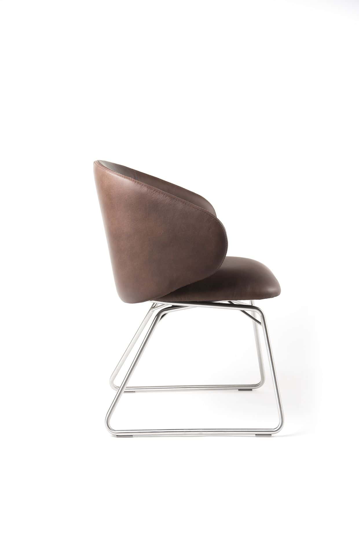 Sessel Esstisch mit Edelstahluntergestell Leder - Esstischsessel Ladir Sessel Esstisch mit Edelstahluntergestell Leder - Esstischsessel Ladir