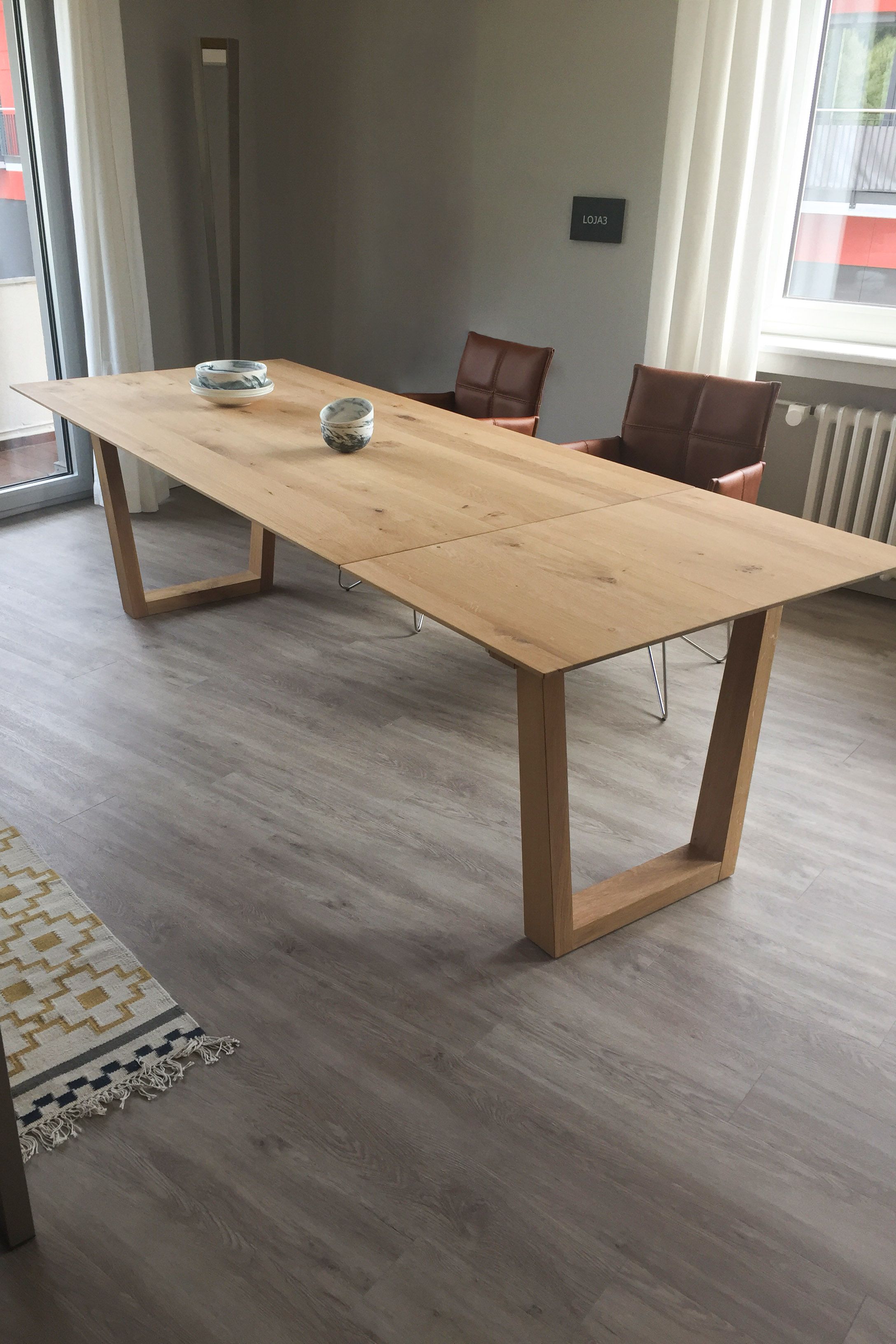 Kufentisch ausziehbar in Asteiche Bianco - Esstisch Lint Holz